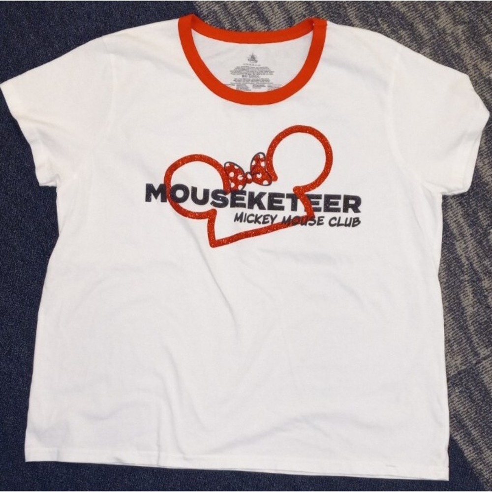 Women's Mouseketeer Club T Shirt 2X Tee Mickey Mouse Disney Minnie Glitter Ears